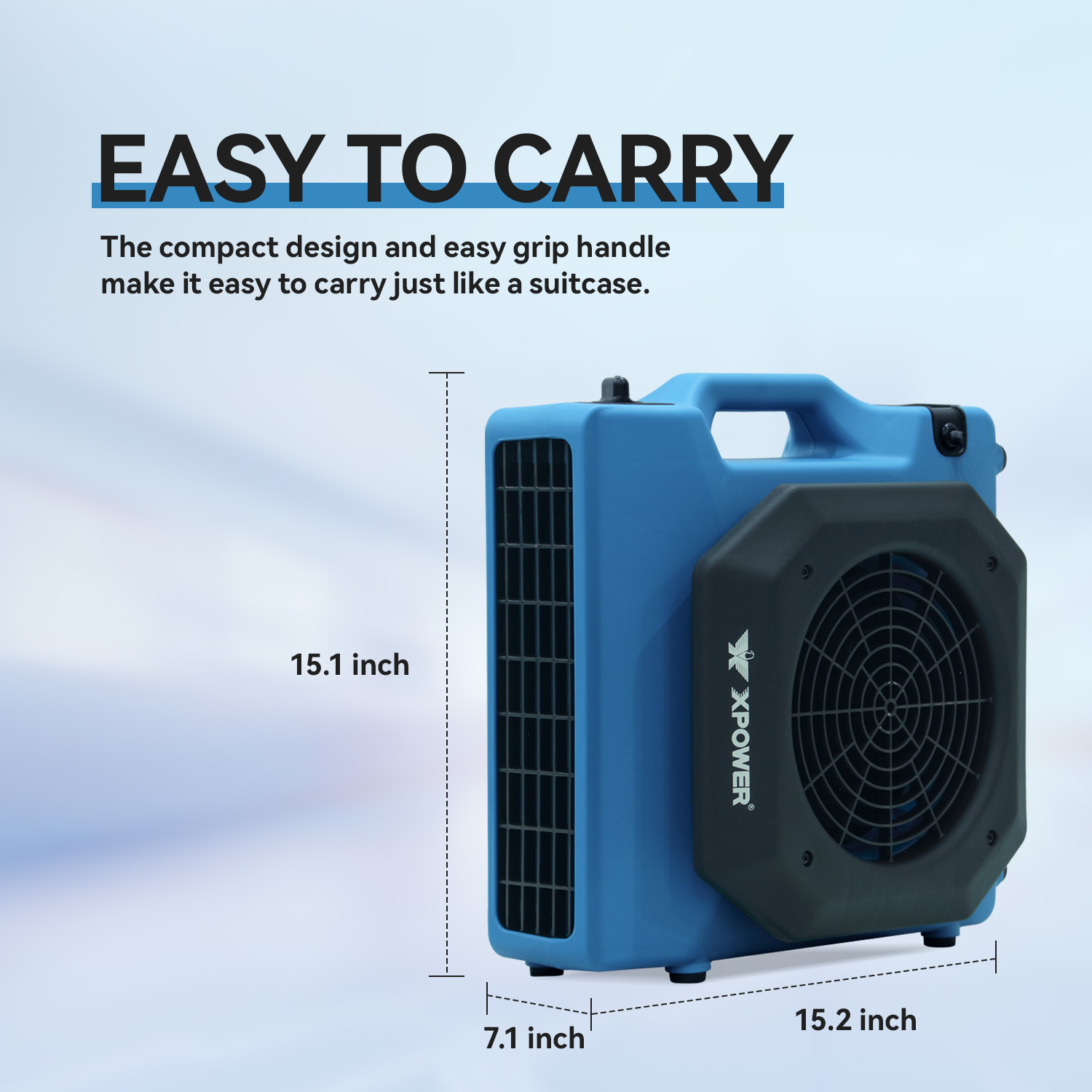 XPOWER XL-760AM low profile air mover with integrated carry handle