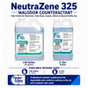 Pioneer Eclipse NeutraZene 325 Malodor Counteractant product graphic showing 1.06 gallon / 4 liter and 2 liter package sizes for commercial odor control on surfaces, in room air, and problem odor areas.