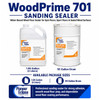 Pioneer Eclipse WoodPrime 701 Sanding Sealer product graphic showing 1.06 gallon / 4 liter and 55 gallon drum package sizes for water-based wood floor sealing, gym floor preparation, sport floors, and sealed wood surfaces.