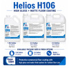 Helios H106 Floor Coating is available in matte and high gloss finishes to protect and refresh LVT and other commercial hard floors with strong scuff and black heel mark resistance.