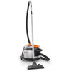 Nilfisk GD930 PRO HEPA commercial canister vacuum fully assembled with telescopic wand, hose, and combination floor nozzle.