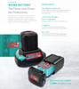  NX300 lithium-ion battery system with charger featuring 4-year warranty, 1-hour fast charge, and over 2,500 charge cycles.