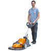 Operator using TASKI ergodisc 2000 high-speed floor burnisher for commercial floor gloss restoration and polishing applications