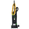 Rear angle view of NSS Pacer HEPA upright vacuum with long commercial power cord and onboard accessory storage.