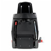 Rear view of the NSS Champ 2417 RB ride-on auto scrubber on a white background showing recovery tank access, drain hose system, and compact rider cleaning platform.