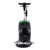 NSS Wrangler 1503 AB compact walk-behind automatic floor scrubber shown from the front on a white studio background with single disc scrub deck and rear squeegee assembly visible.