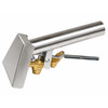 Close-up view of the NSS Rally 1200 stainless steel upholstery and detail extraction tool with brass valve assembly on a white background. Precision cleaning attachment for upholstery and spot extraction.