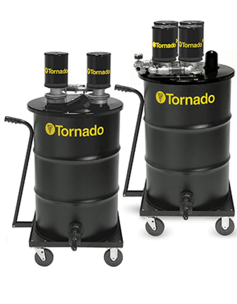 Tornado 95961 - Pneumatic, Drum Vacuum, 55 gal Tank Size, Steel, 2 in Vacuum Hose Dia., 160 cfm Vacuum Air Flow