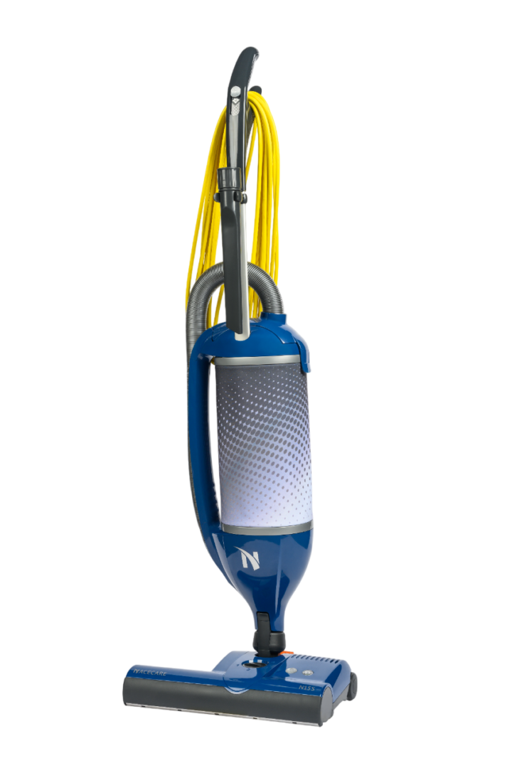 NaceCare N12/N15 commercial upright vacuum with dual motor power head and hospital-grade filtration
