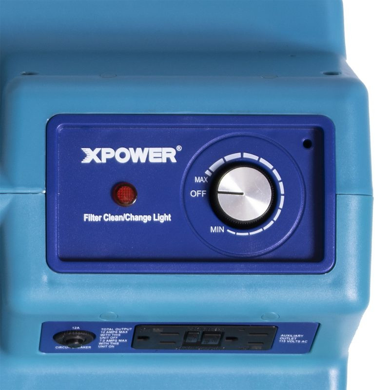XPOWER X-4700A air scrubber control panel with variable speed dial and filter clean indicator light