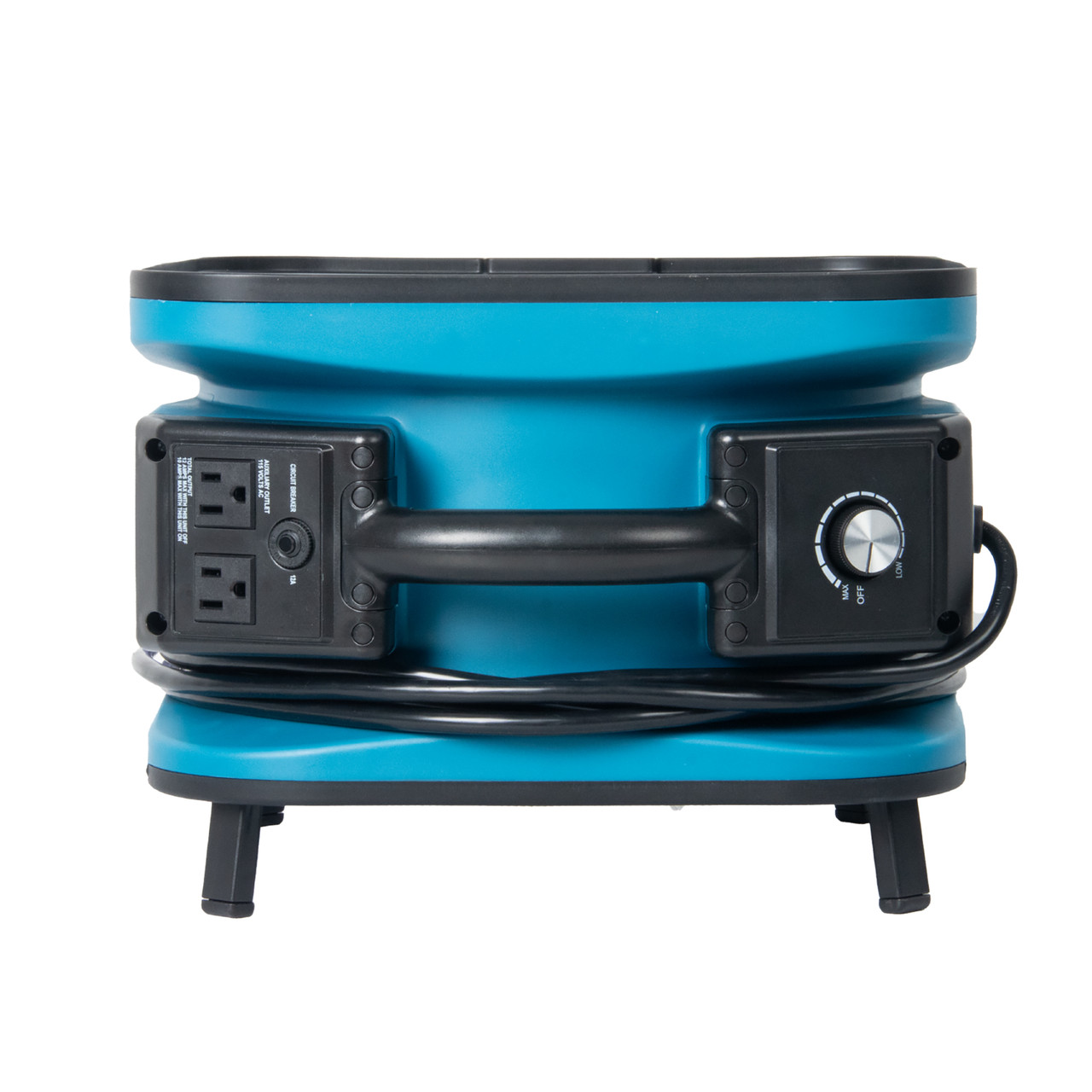 XPOWER P-56A auxiliary power outlets and circuit breaker allowing multiple air movers to be linked together safely.