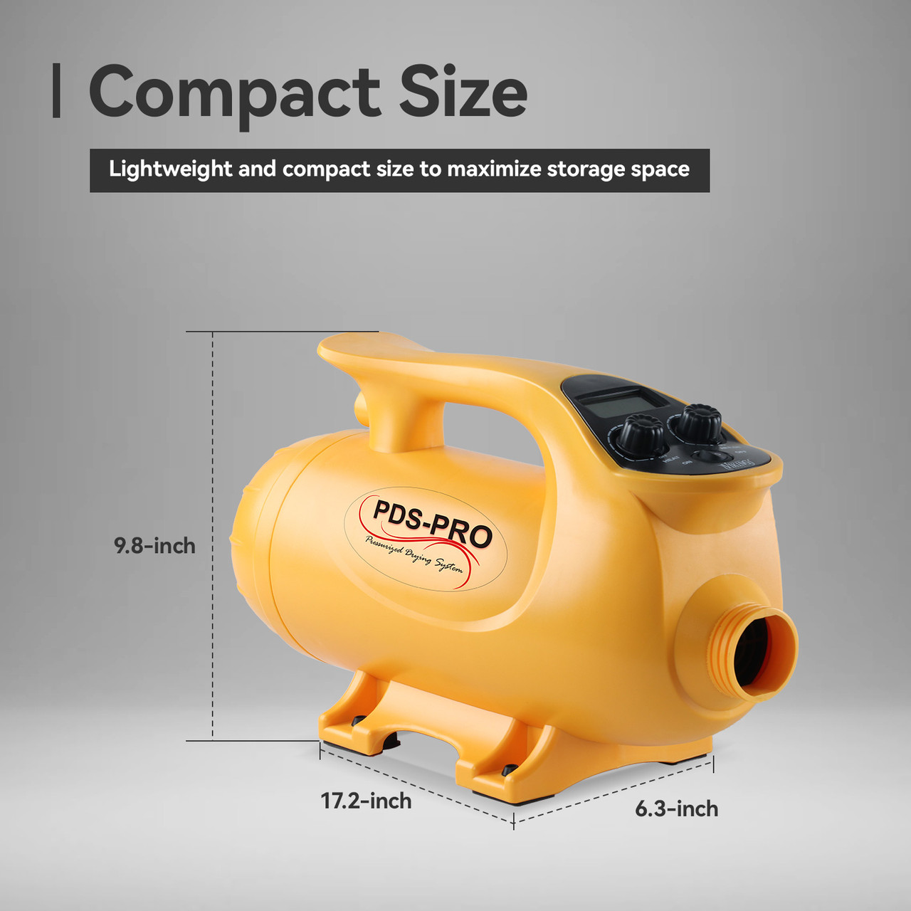 XPOWER PDS-Pro wall cavity dryer showing compact dimensions for easy storage and transport