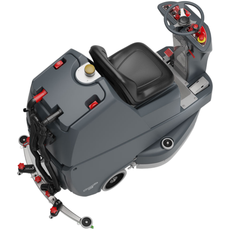 Top view of TVL 850 NX1K lithium battery-powered ride-on floor scrubber