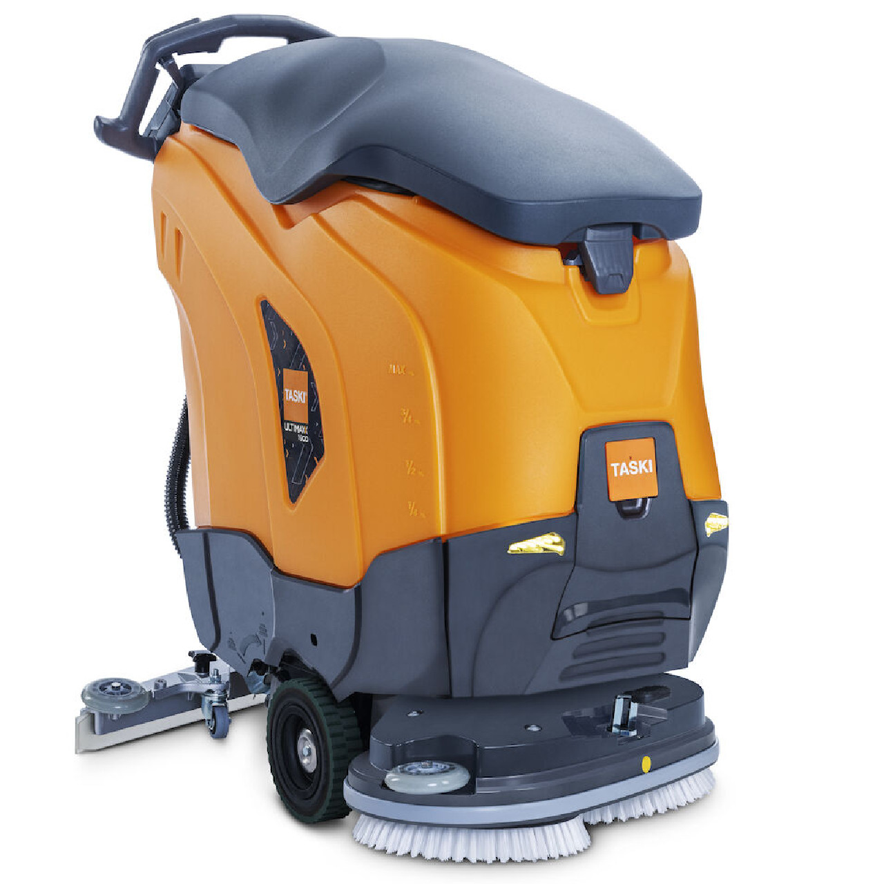 TASKI ULTIMAXX 1900 DD55 dual disc auto scrubber with 22-inch cleaning path and powered drive system.