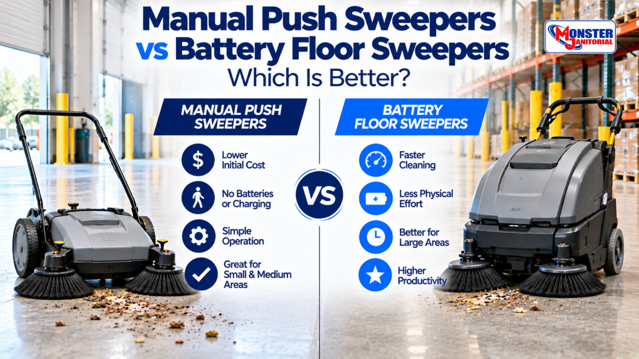 Manual Push Sweepers vs Battery Floor Sweepers - Which Is Better?