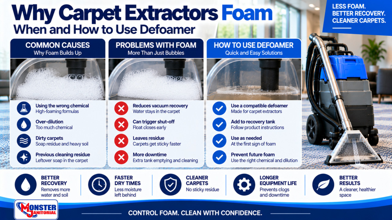 Why Carpet Extractors Foam: When and How to Use Defoamer