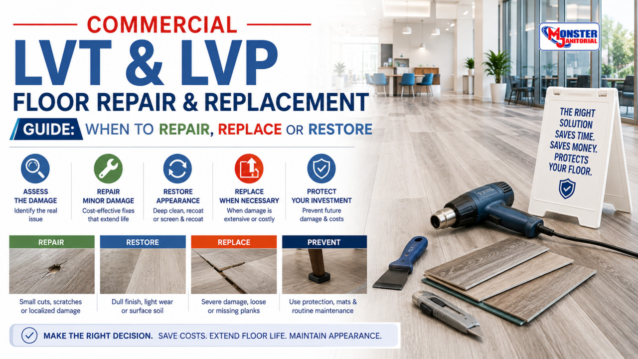 Commercial LVT & LVP Floor Repair & Replacement Guide: When to Repair, Replace or Restore