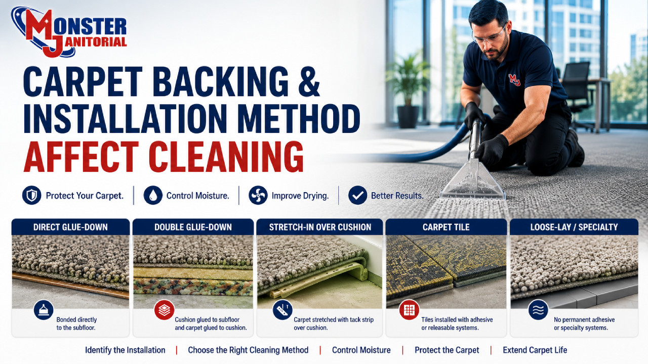 Commercial Carpet Backing and Installation Methods Explained: How They Affect Cleaning