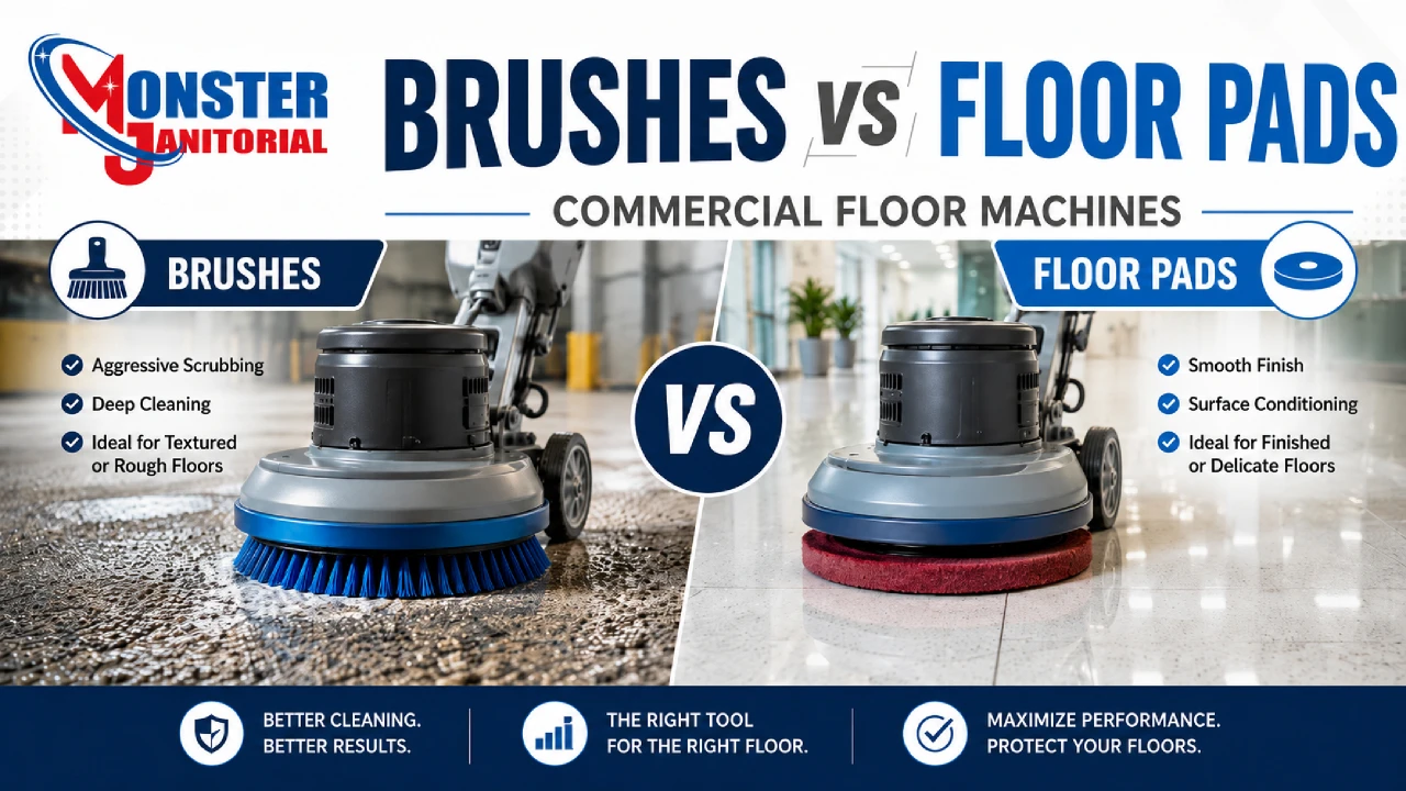 Brushes vs Floor Pads: How to Choose the Right Setup for Commercial Floor Machines and Auto Scrubbers