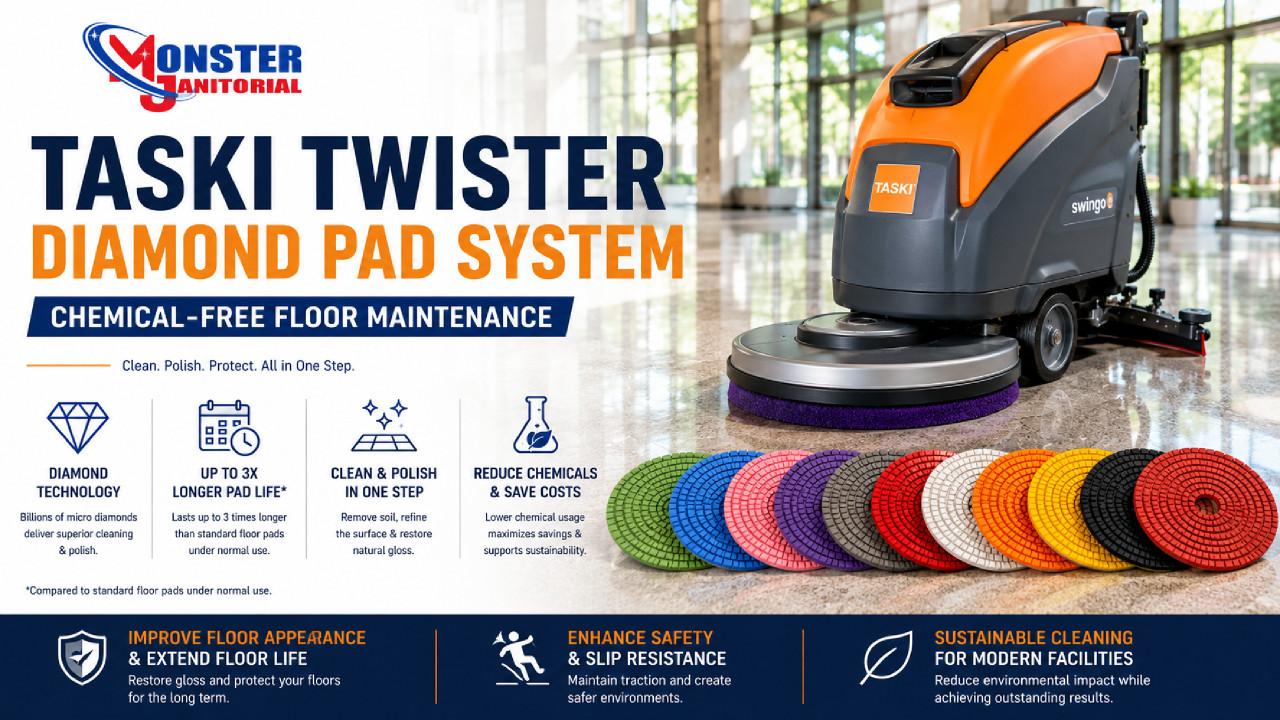 TASKI Twister Diamond Floor Pad System Guide - Programs, Pad Colors, and Floor Types