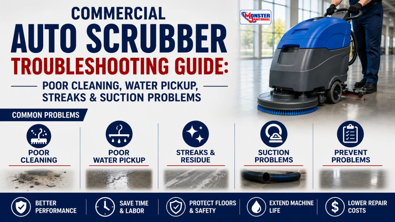 Commercial Auto Scrubber Troubleshooting Guide: Poor Cleaning, Water Pickup, Streaks & Suction Problems