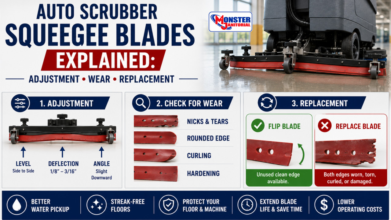 Auto Scrubber Squeegee Blades Explained: Adjustment, Wear & Replacement