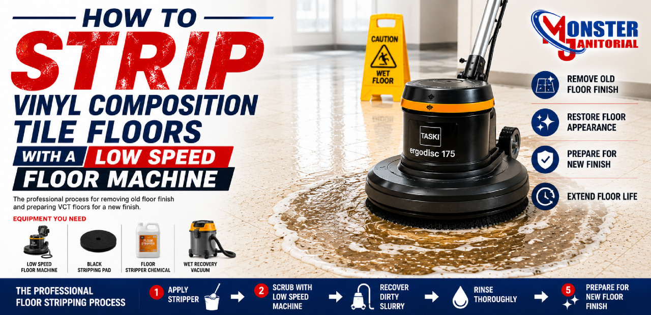 How to Strip VCT Floors with a Low Speed Floor Machine