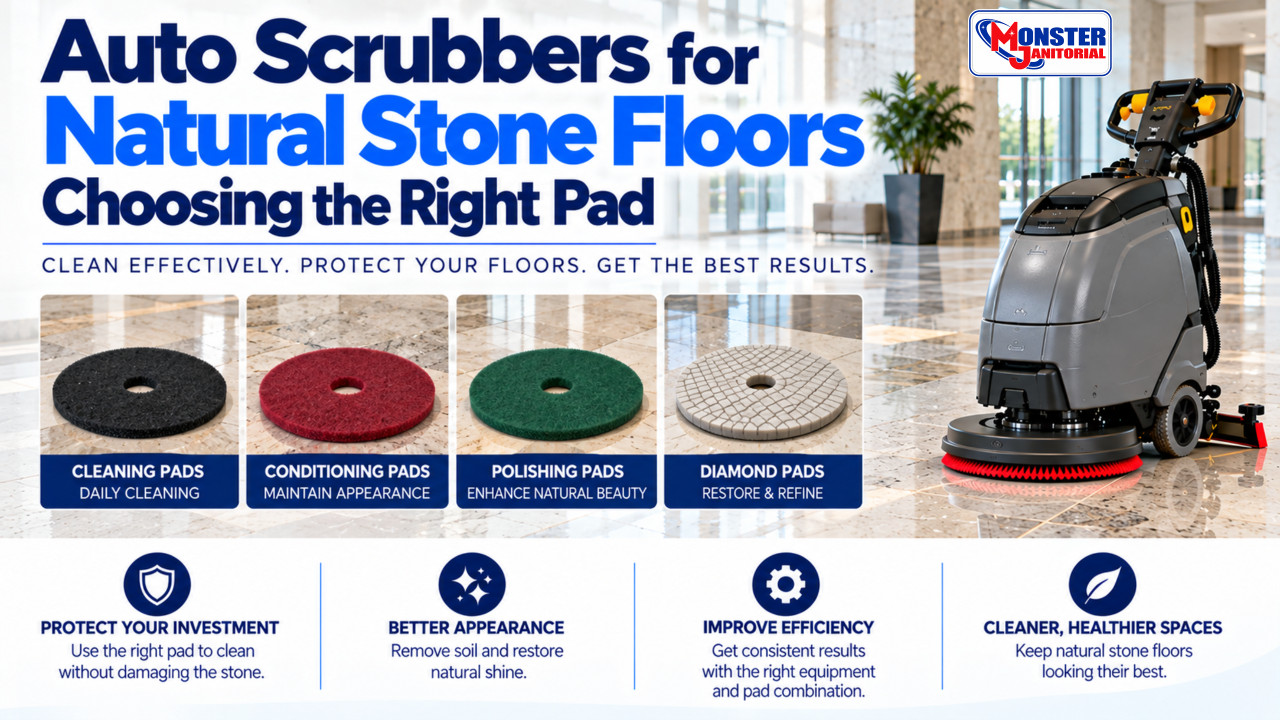 Auto Scrubbers for Natural Stone Floors: Choosing the Right Pad