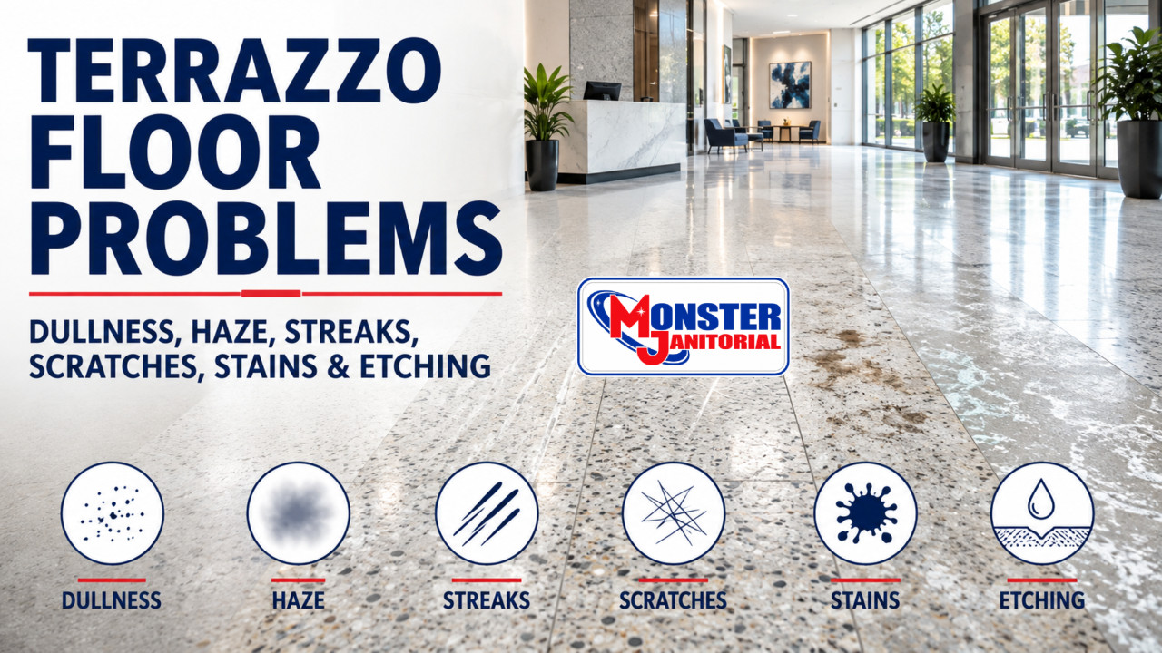 Terrazzo Floor Problems: Dullness, Haze, Streaks, Scratches, Stains & Etching