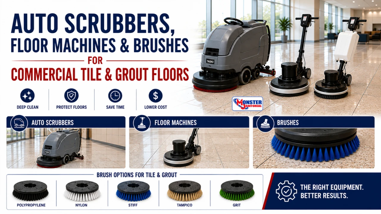 Auto Scrubbers, Floor Machines & Brushes for Commercial Tile & Grout Floors