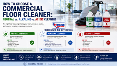 How to Choose a Commercial Floor Cleaner: Neutral vs. Alkaline vs. Acidic Cleaners