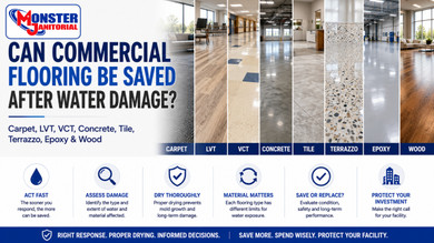 Can Commercial Flooring Be Saved After Water Damage? Carpet, LVT, VCT, Concrete, Tile, Terrazzo, Epoxy & Wood
