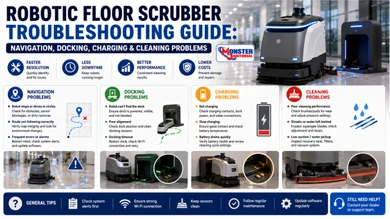 Robotic Floor Scrubber Troubleshooting Guide: Navigation, Docking, Charging & Cleaning Problems