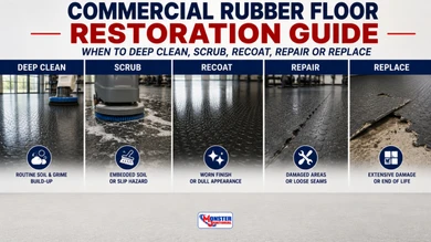 Commercial Rubber Floor Restoration Guide: When to Deep Clean, Scrub, Recoat, Repair or Replace
