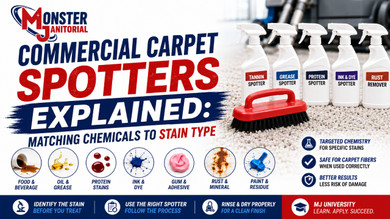 Commercial Carpet Spotters Explained: Matching Chemicals to Stain Type