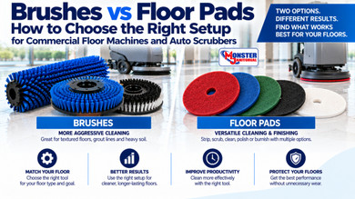 Brushes vs Floor Pads: How to Choose the Right Setup for Commercial Floor Machines and Auto Scrubbers