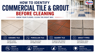 How to Identify Commercial Tile & Grout Before Cleaning: Ceramic, Porcelain, Quarry Tile & Grout Types