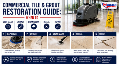 Commercial Tile & Grout Restoration Guide: When to Deep Clean, Extract, Steam Clean, Reseal or Repair