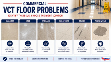 Commercial VCT Floor Problems: Dullness, Haze, Streaks, Scratches, Scuffs & Finish Wear