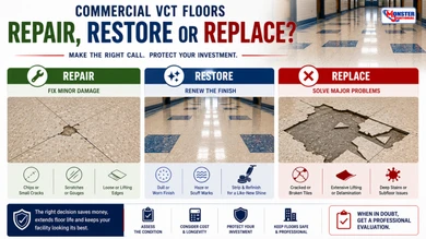 Commercial VCT Floor Repair & Replacement Guide: When to Repair, Restore or Replace
