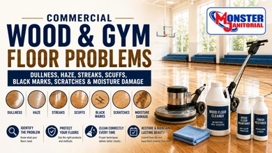 Commercial Wood & Gym Floor Problems: Dullness, Haze, Streaks, Scuffs, Black Marks, Scratches & Moisture Damage