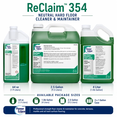 Pioneer Eclipse ReClaim 354 Neutral Hard Floor Cleaner and Maintainer for concrete, terrazzo, marble and hard surface floor maintenance.
