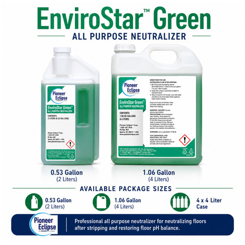 EnviroStar Green 338 All Purpose Neutralizer helps neutralize floor surfaces after stripping and supports proper pH balance before applying floor finish or sealer.