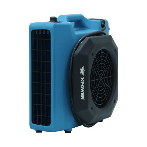 XPOWER PL-650A low profile air mover standing vertically for wall and baseboard drying