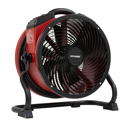 XPOWER X-39AR red axial fan with rack stand allowing 360-degree adjustable drying positions