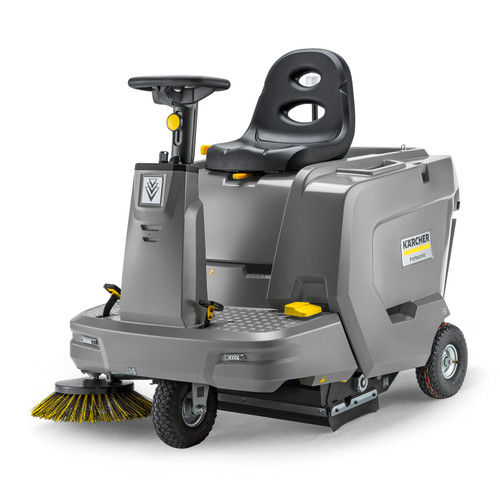 Karcher KM 85/50 R Bp wet battery rider floor sweeper with compact design and dual debris containers