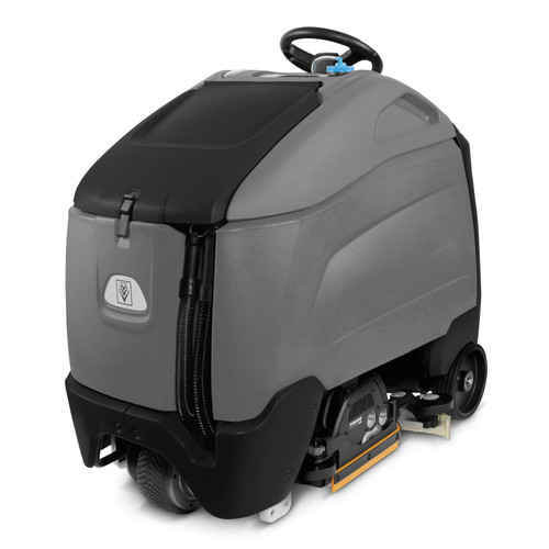 Karcher Chariot 3 iScrub 26 SP stand-on floor scrubber with cylindrical scrub deck, 36V 234 Ah AGM batteries, and on-board charger
