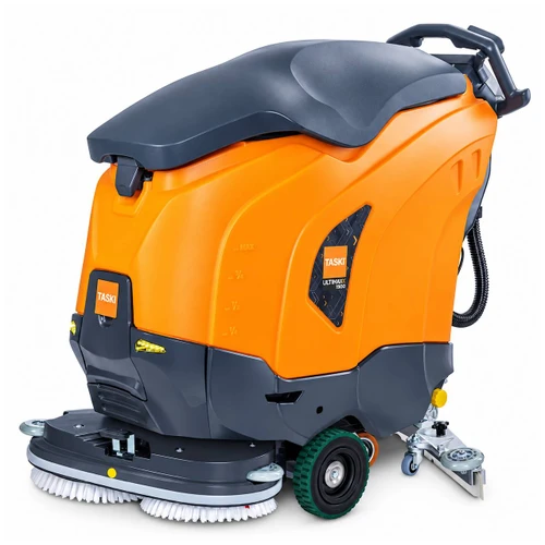 TASKI ULTIMAXX 1900 DD65 dual disc auto scrubber with 26-inch cleaning path and powered drive system.
