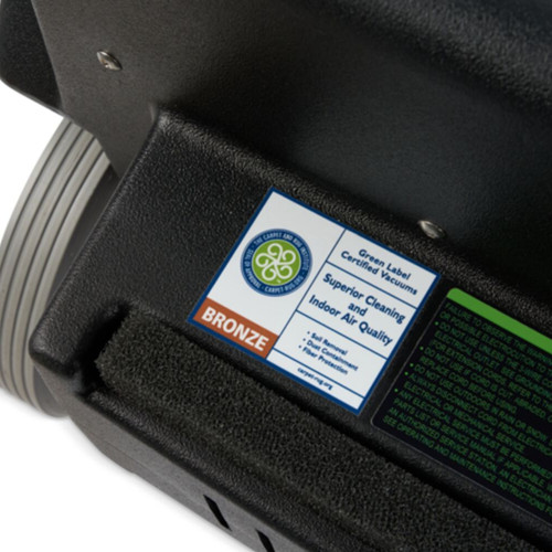 Close-up of NSS Pacer 30 Green Label certification badge for commercial indoor air quality performance.

