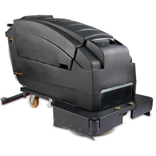 NSS Wrangler 2730DB and 3330DB dual disc walk-behind auto scrubber with powered drive, large recovery tank, curved rear squeegee, and industrial scrub deck for commercial floor cleaning.